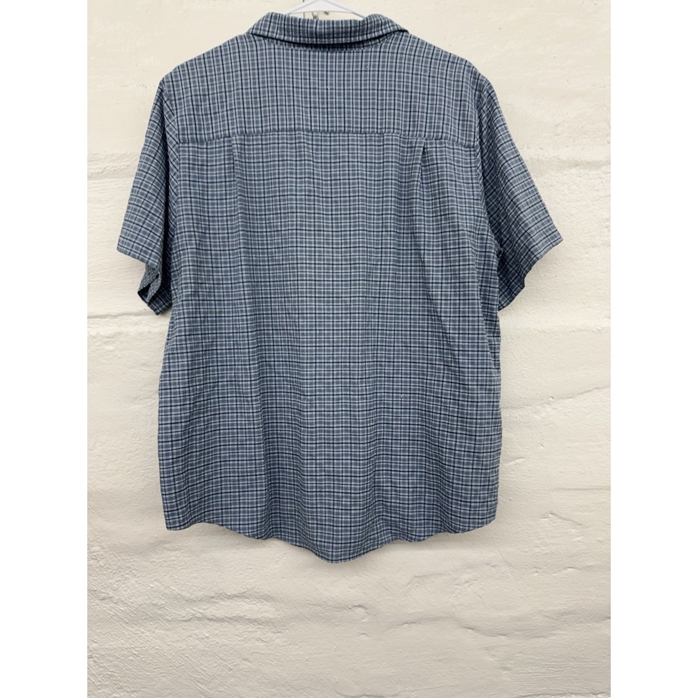 Vintage L.L. Bean Women XL Blue Cotton Short Sleeve Button Shirt Pockets - Picture 4 of 6